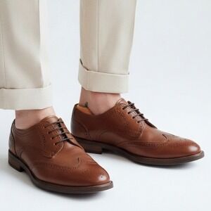 Jean Baptiste Ebrard JBE Mens Brown Leather Wingtip Brogue Oxford Shoes Mexico‎